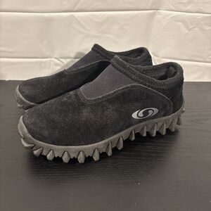 Vtg SALOMON Contagrip CX Moc Snow Clog Black Suede SlipOn Shoe Thinsulate Mens 9